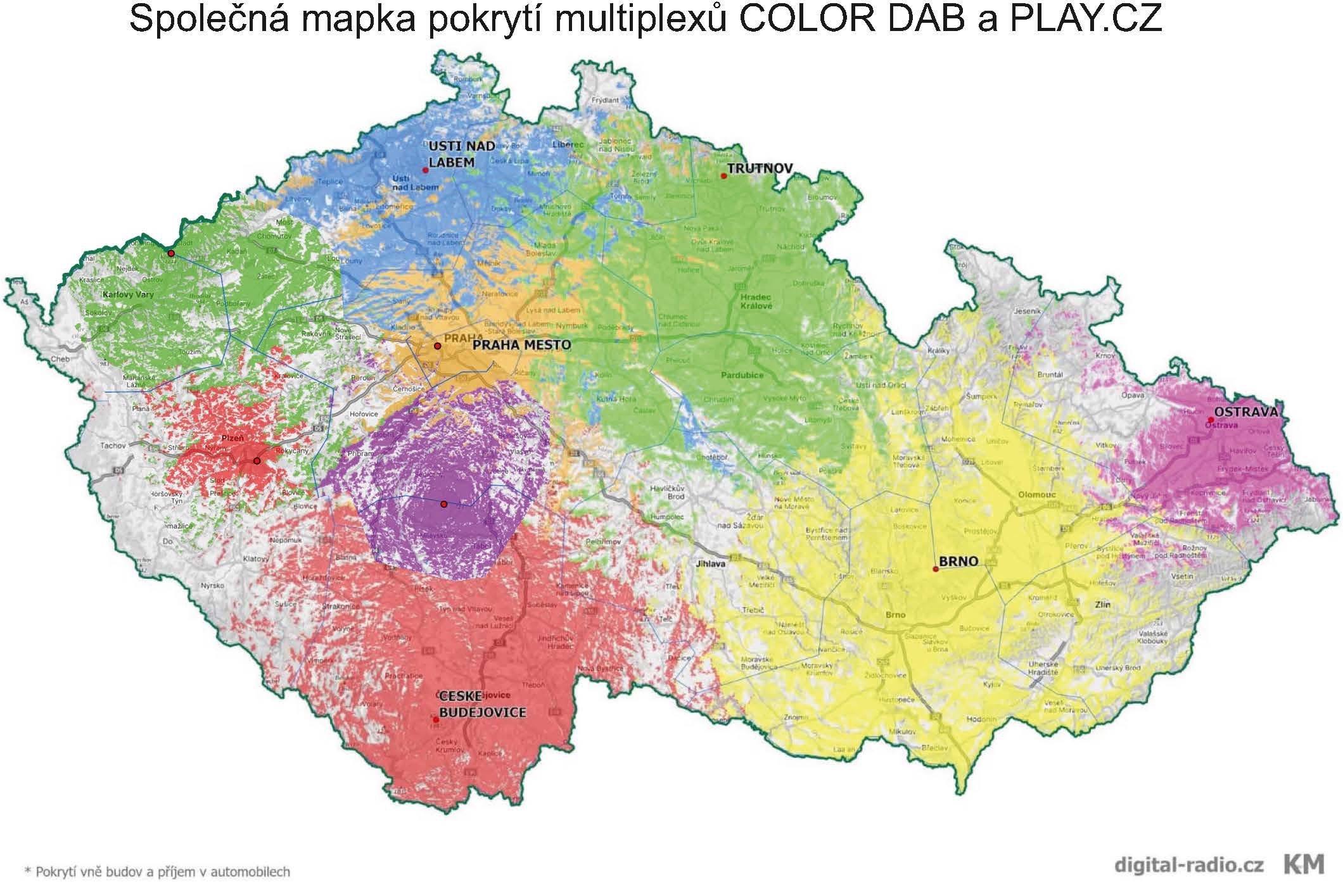 Radio PRESSTÓN - pokrytí v multipexu DAB+ 